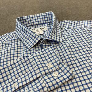 Mizzen+Main Shirt Mens Small Blue White Check Trim Fit Performance Stretch